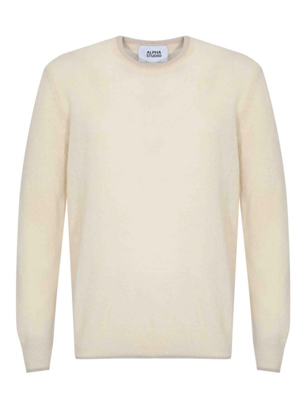 ALPHA STUDIO: Suéteres con cuello pico - Suéter Cuello Redondo - Blanco