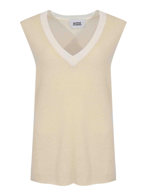 ALPHA STUDIO: Pull col rond - Pull Col Rond - Blanc