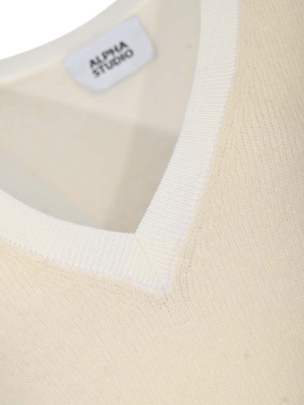 The Best Shops ALPHA STUDIO: Pull col rond - Pull Col Rond - Blanc