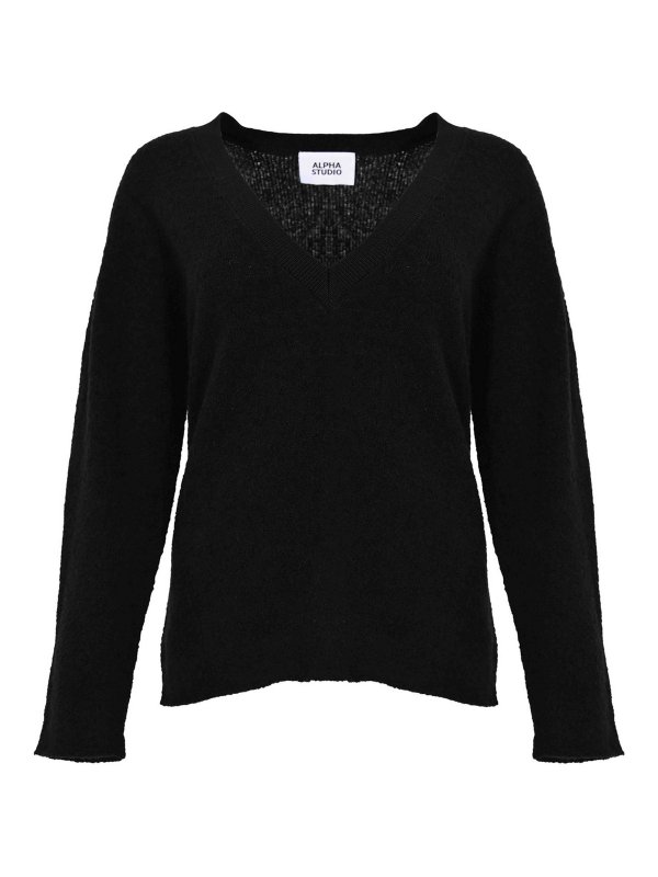 ALPHA STUDIO: Pull col rond - Pull Col Rond - Noir