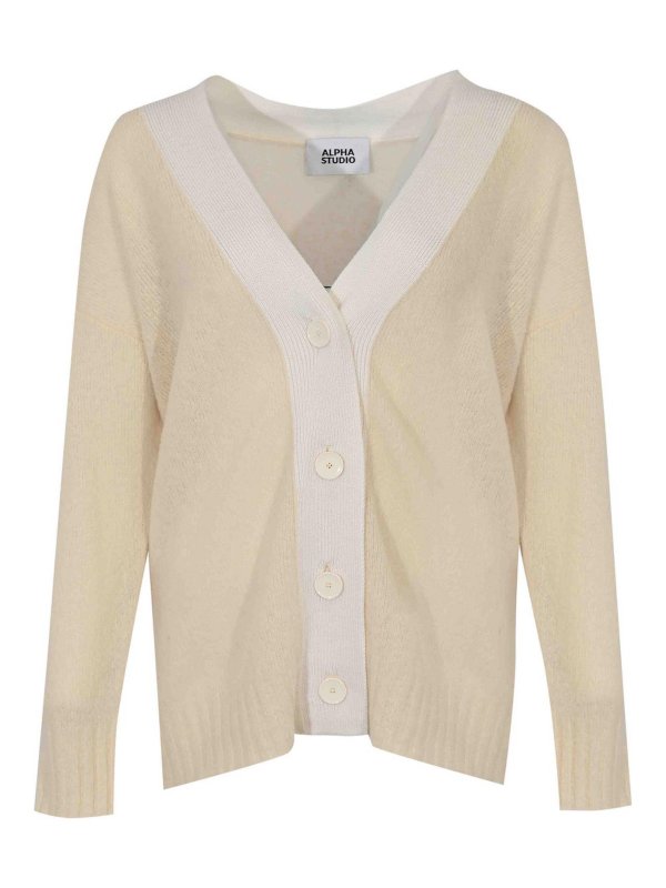 ALPHA STUDIO: Cardigans - Cardigan - Blanc