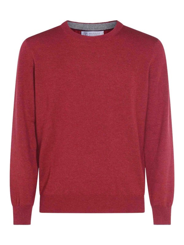 BRUNELLO CUCINELLI: Strickpullover mit Rundhalsausschnitt - Rundhalspullover - Rot