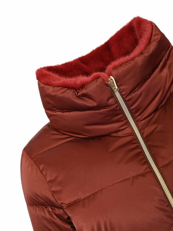 The Best Shops HERNO: padded jackets - Long Quilted Burgundy Down Jacket