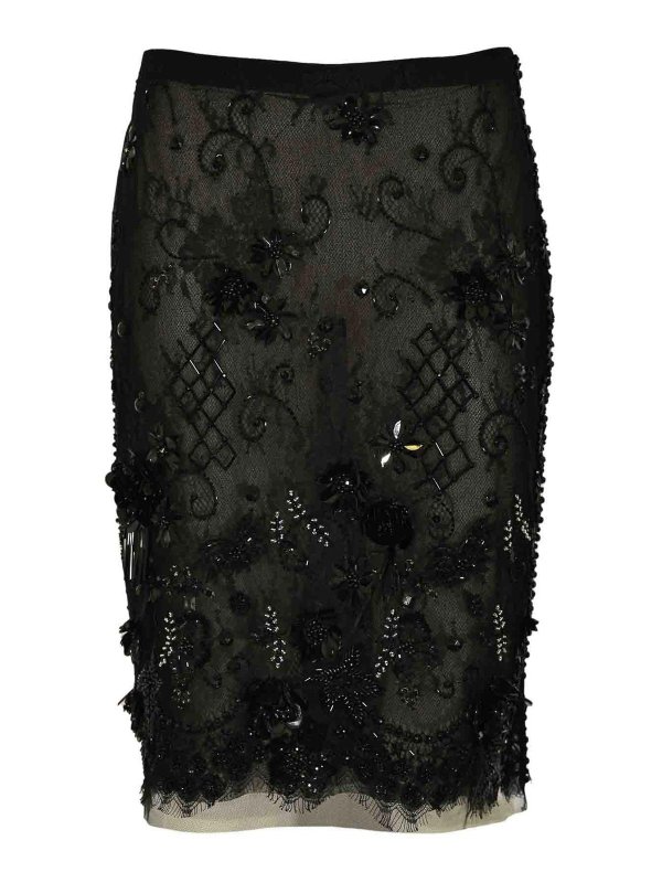 Semicouture: ニーレングススカート＆ミディ丈 - 膝丈/ミディスカート - 黒