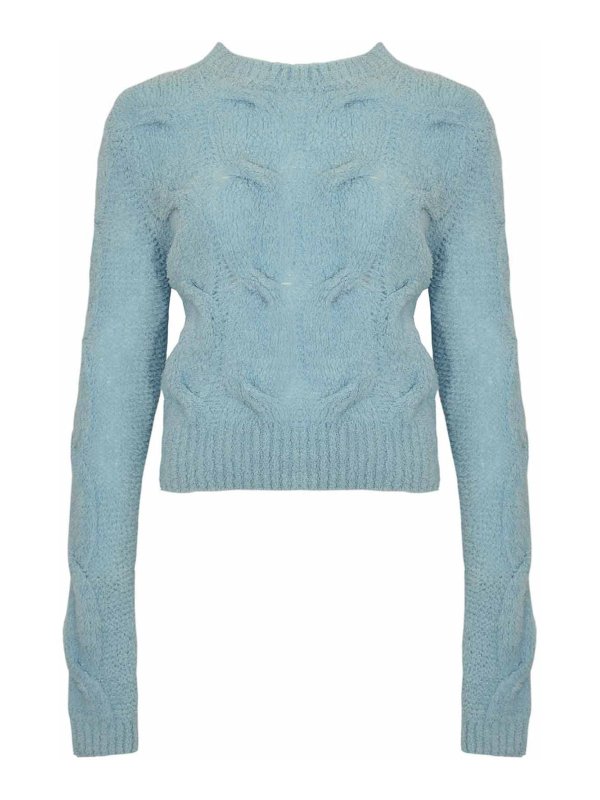 SPORTMAX: Strickpullover mit Rundhalsausschnitt - Rundhalspullover - Blau