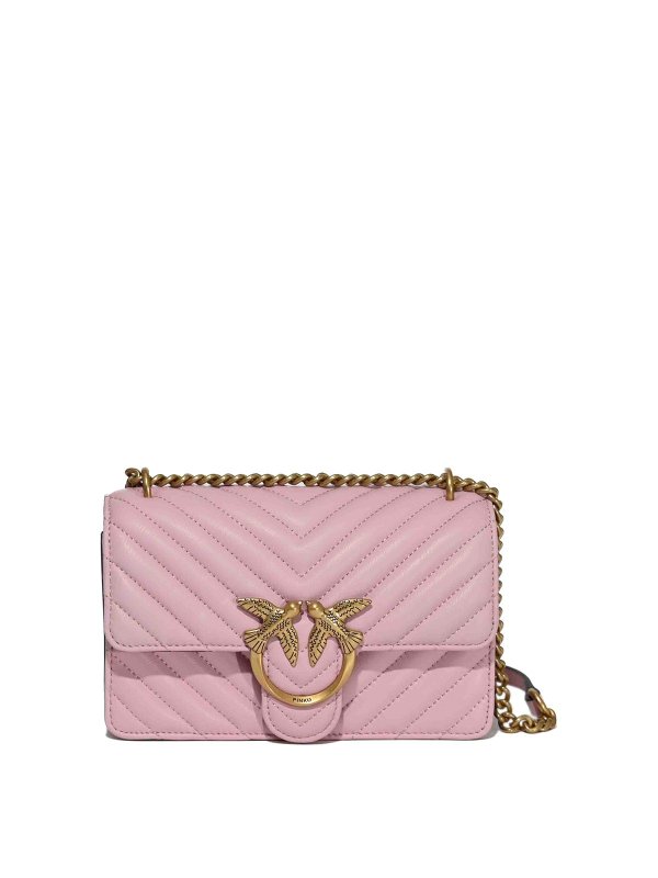 Pinko: borse a tracolla - Borsa Mini Love One Chevron Rosa