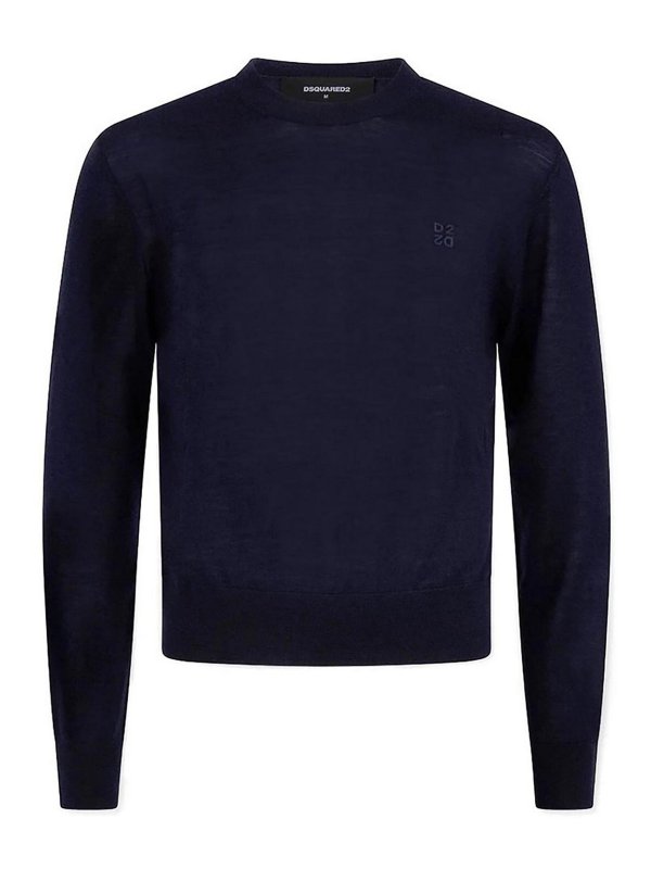 DSQUARED2: Strickpullover mit Rundhalsausschnitt - Rundhalspullover - Blau