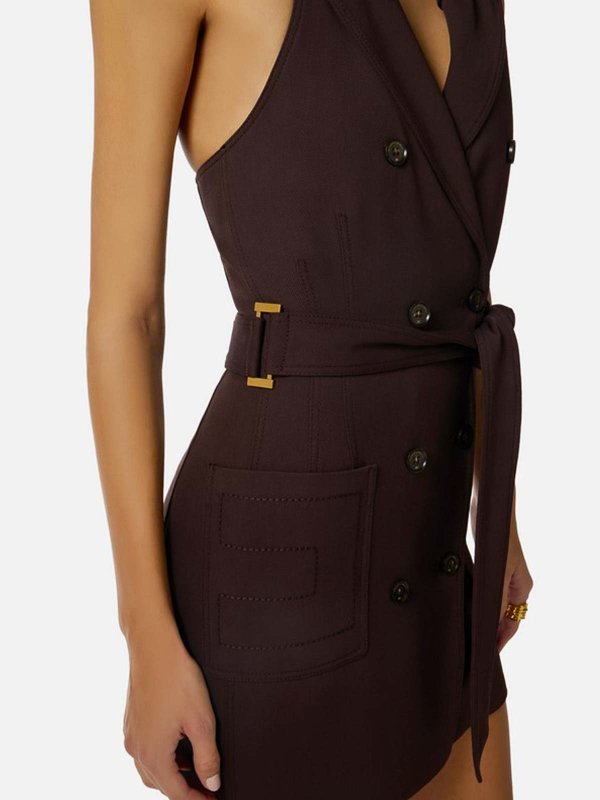 ELISABETTA FRANCHI buy online 膝丈ドレス - ブラウン