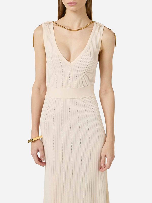 膝丈ドレス - 白 shop online: ELISABETTA FRANCHI