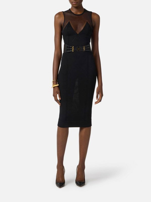 ELISABETTA FRANCHI: ニーレングスドレス online - 膝丈ドレス - 黒