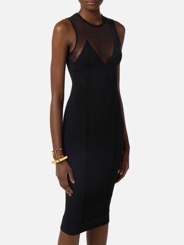 膝丈ドレス - 黒 shop online: ELISABETTA FRANCHI