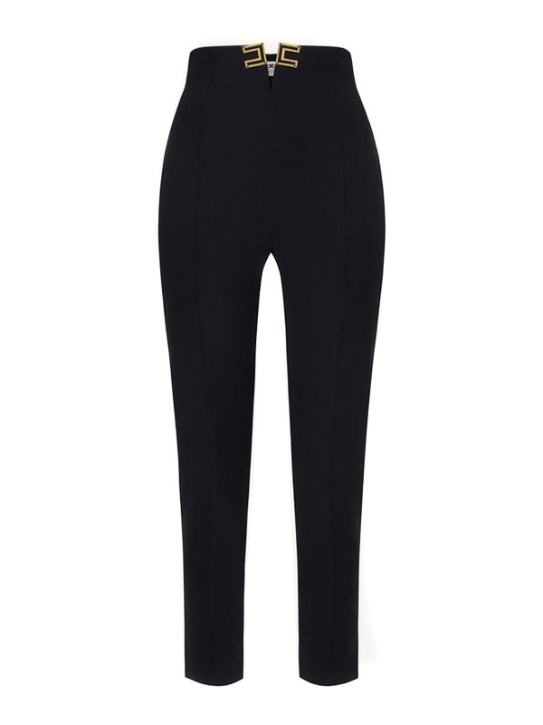 ELISABETTA FRANCHI: カジュアルトラウザー - カジュアルパンツ - 黒