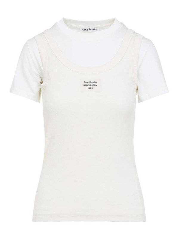 Acne Studios: T-shirts - T-Shirt - Creme
