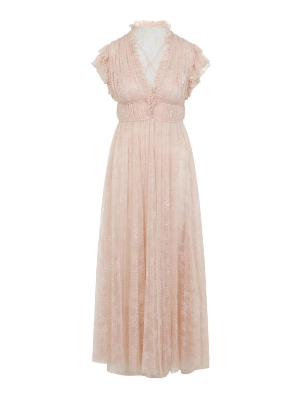 ALBERTA FERRETTI: マキシドレス - フレアジーンズ - ベージュ