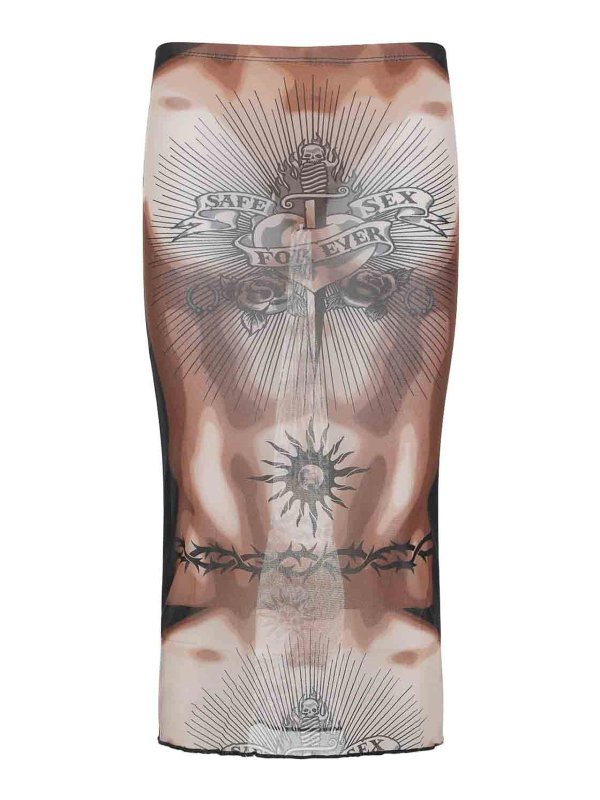 JEAN PAUL GAULTIER: ニーレングススカート＆ミディ丈 - 膝丈/ミディスカート - 黒