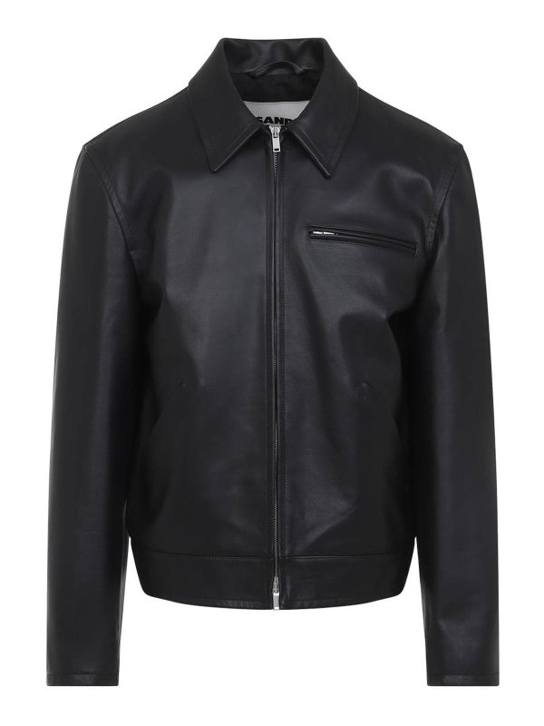 JIL SANDER: leather jacket - Regular Fit Blouson