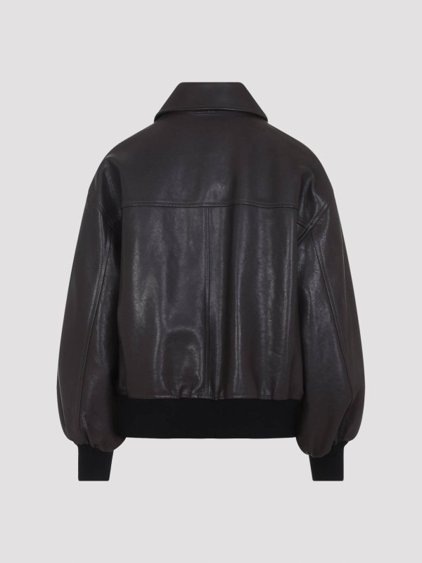 KHAITE: leather jacket online - Shelman Jacket
