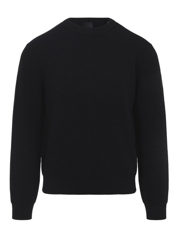 MONCLER: Strickpullover mit Rundhalsausschnitt - Rundhalspullover - Schwarz