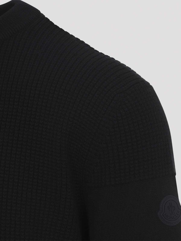 The Best Shops MONCLER: Strickpullover mit Rundhalsausschnitt - Rundhalspullover - Schwarz