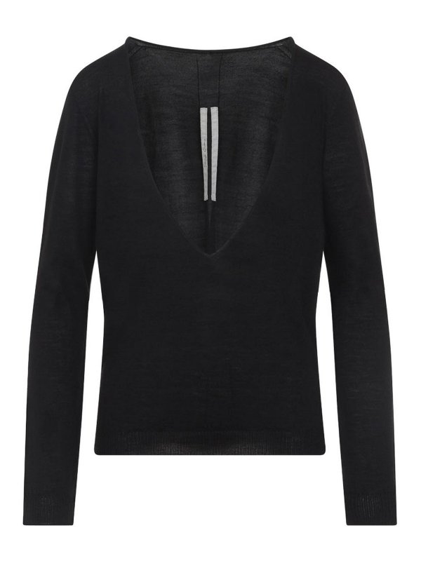 RICK OWENS: Strickpullover mit V-Ausschnitt - V-Pullover - Schwarz