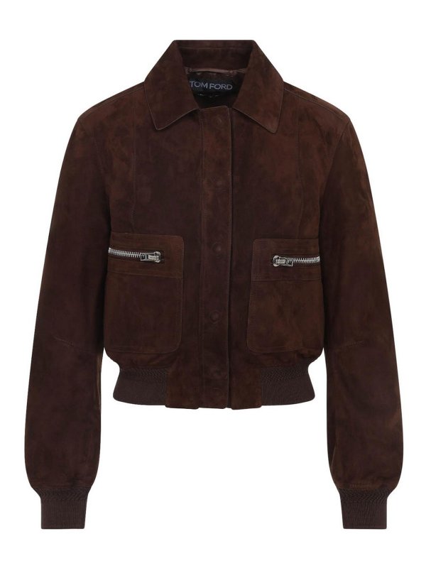 TOM FORD: bombers - Lamb Suede Bomber Jacket