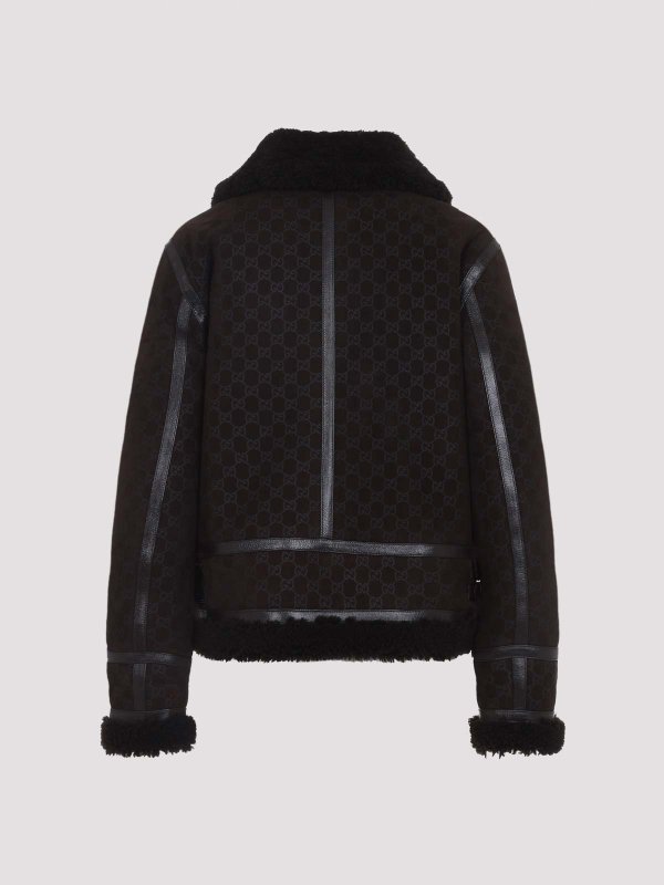 GUCCI: leather jacket online - Guggi Gg Shearling Jacket