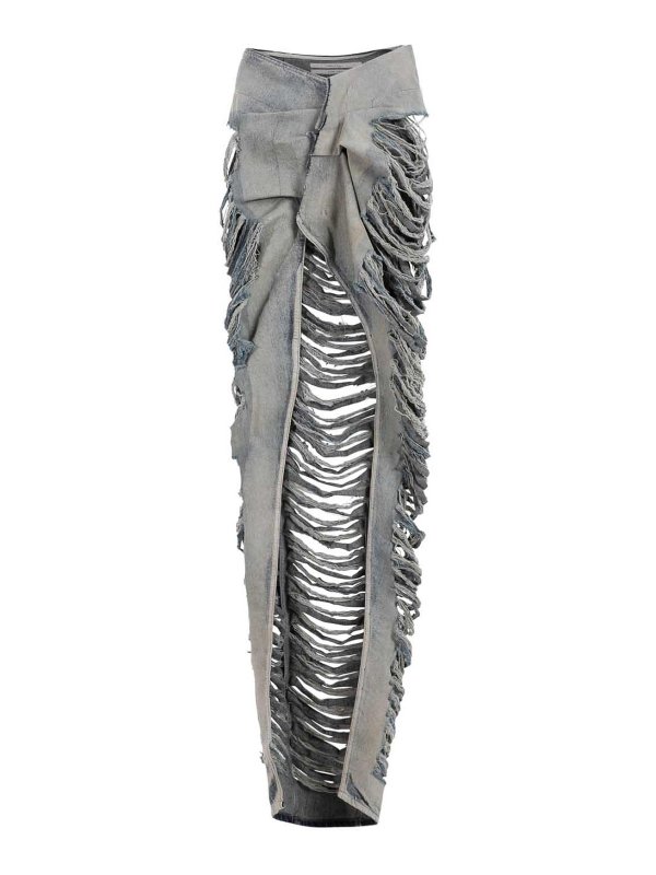 RICK OWENS: ニーレングススカート＆ミディ丈 - 膝丈/ミディスカート - ブルー