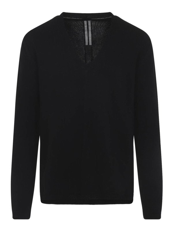 RICK OWENS: Strickpullover mit V-Ausschnitt - V-Pullover - Schwarz