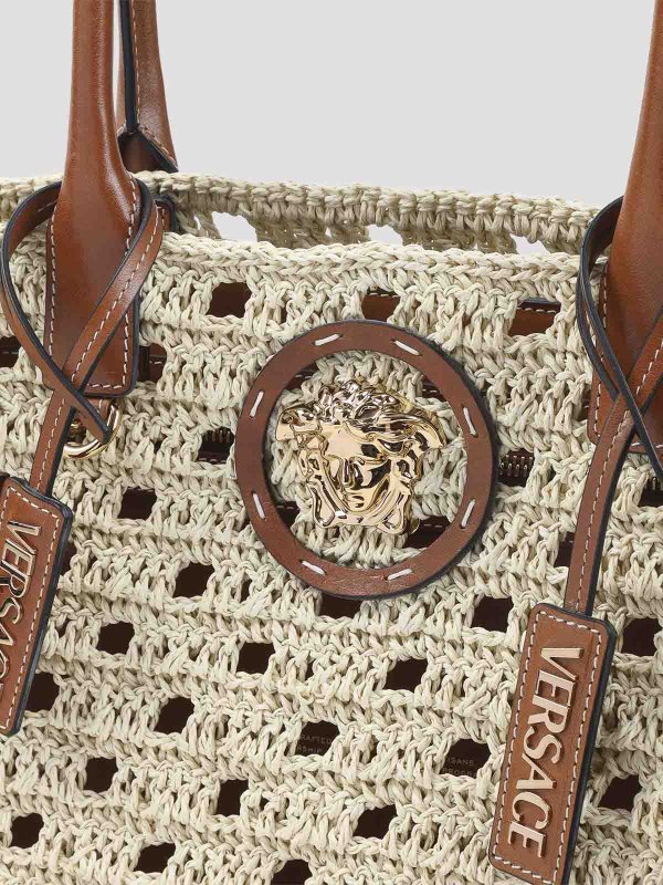 The Best Shops VERSACE: totes bags - Rafia Large Tote Bag