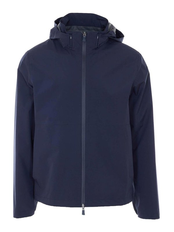 HERNO: casual jackets - Blue Jacket With Frontal Zip Closure