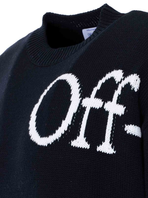 The Best Shops OFF-WHITE: Strickpullover mit Rundhalsausschnitt - Rundhalspullover - Schwarz