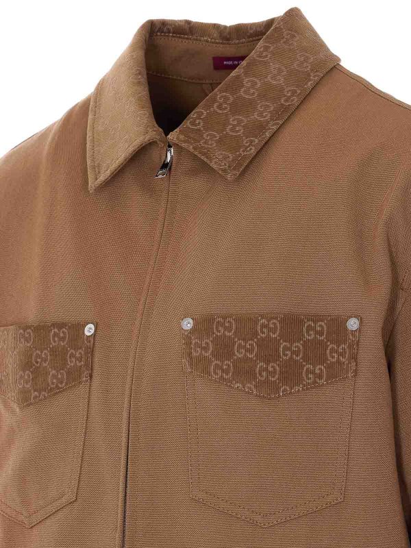 The Best Shops GUCCI: casual jackets - Brown Jacket With Frontal Zip Closure