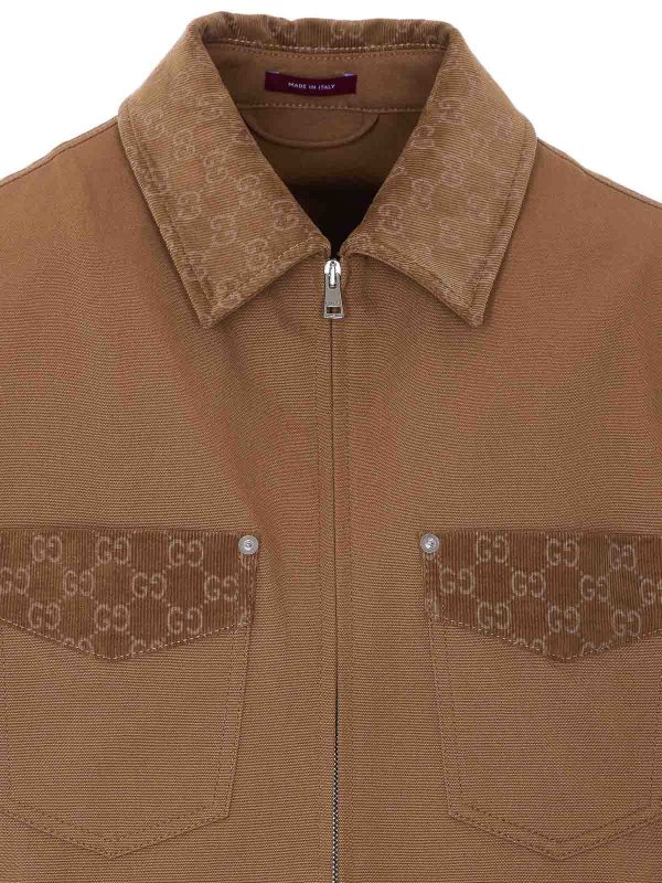 Brown Jacket With Frontal Zip Closure shop online: GUCCI