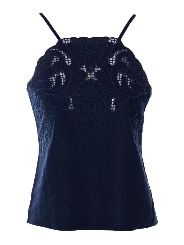 TWINSET: Tops & Débardeurs - Top - Bleu