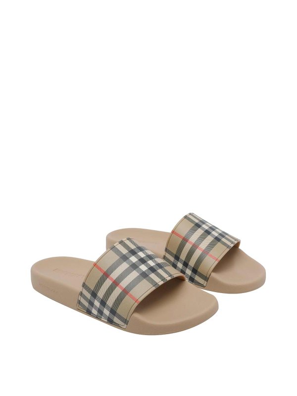 BURBERRY: sandali online - Sandali a quadri beige