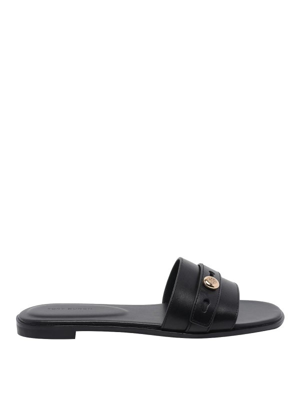 TORY BURCH: sandals - Black Romy Slide Sandals