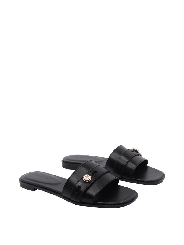 TORY BURCH: sandals online - Black Romy Slide Sandals