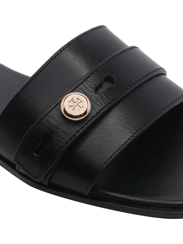 Black Romy Slide Sandals Replica 
online: TORY BURCH