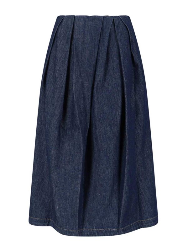 DRIES VAN NOTEN: ニーレングススカート＆ミディ丈 - 膝丈/ミディスカート - ブルー