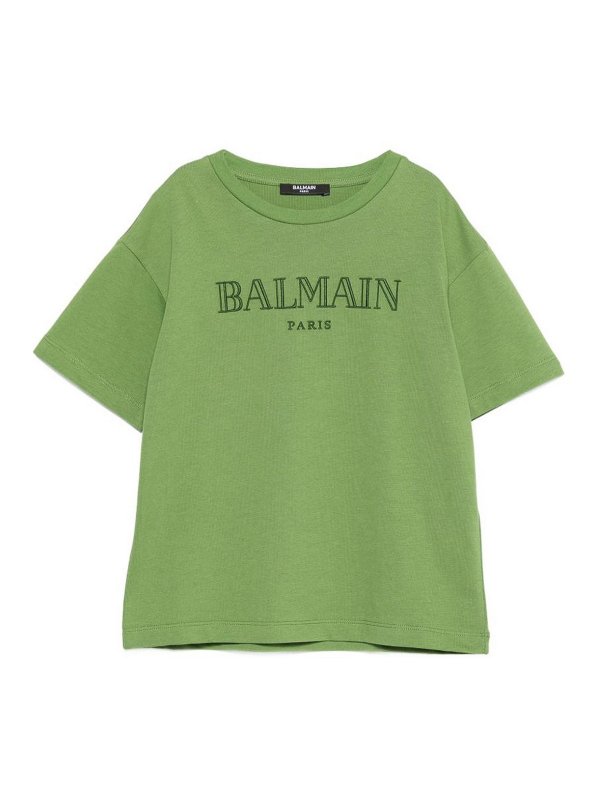 Balmain: T-shirts - T-Shirt - Grün