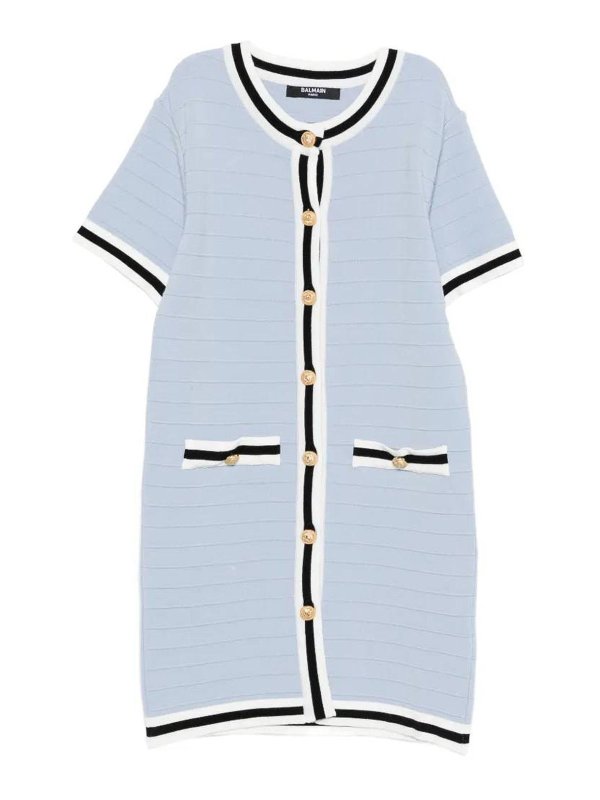 Balmain: ニーレングスドレス - 膝丈ドレス - ブルー