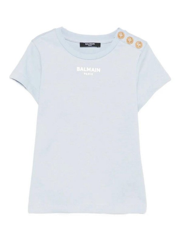 Balmain: T-shirts - T-Shirt - Blau
