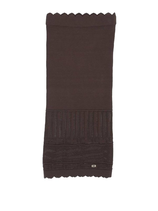 ELISABETTA FRANCHI: ニーレングススカート＆ミディ丈 - 膝丈/ミディスカート - ブラウン