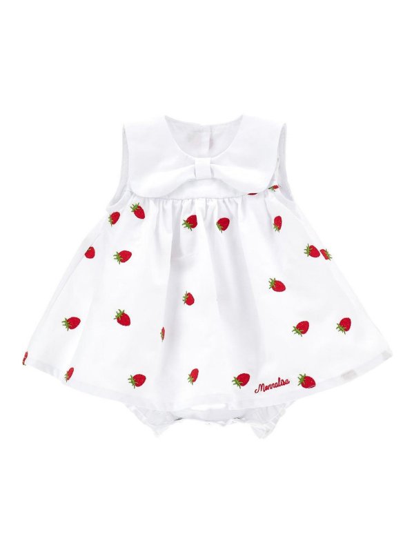 MONNALISA: ニーレングスドレス - 膝丈ドレス - 白