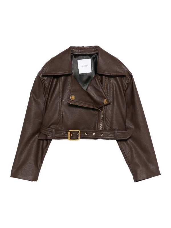 Pinko: レザージャケット - レザージャケット - ブラウン
