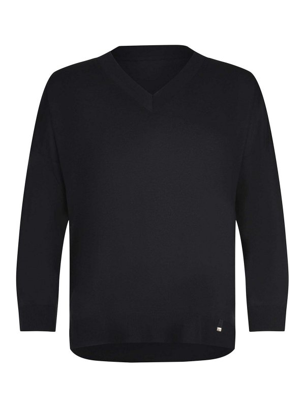 HERNO: Strickpullover mit Rundhalsausschnitt - Rundhalspullover - Schwarz