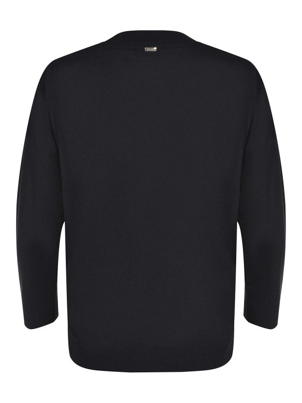 The Best Shops HERNO: Strickpullover mit Rundhalsausschnitt - Rundhalspullover - Schwarz