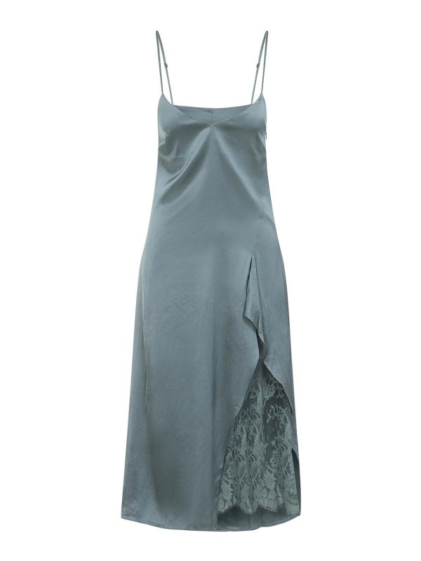 Acne Studios: Knielange Kleider - Knielanges Kleid - Grün