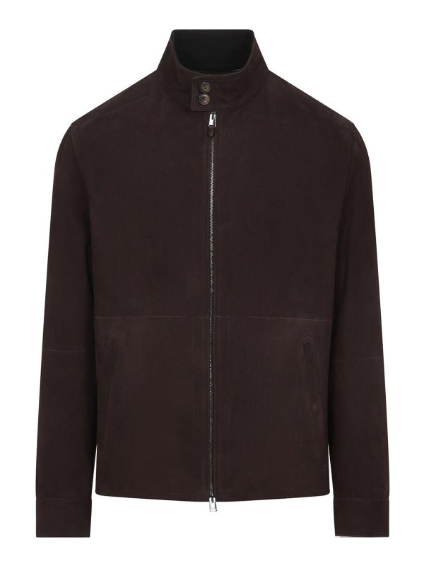 CANALI: leather jacket - Outerwear Jacket