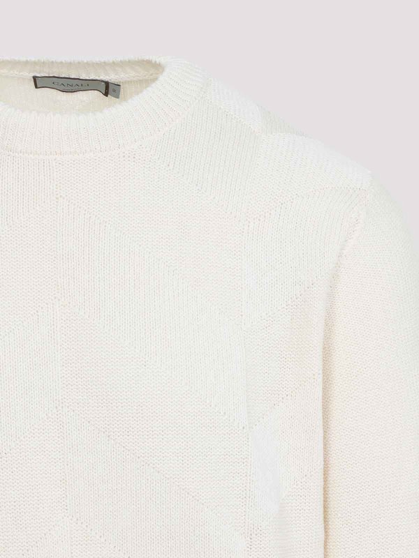 The Best Shops CANALI: Suéteres con cuello pico - Suéter Cuello Redondo - Blanco